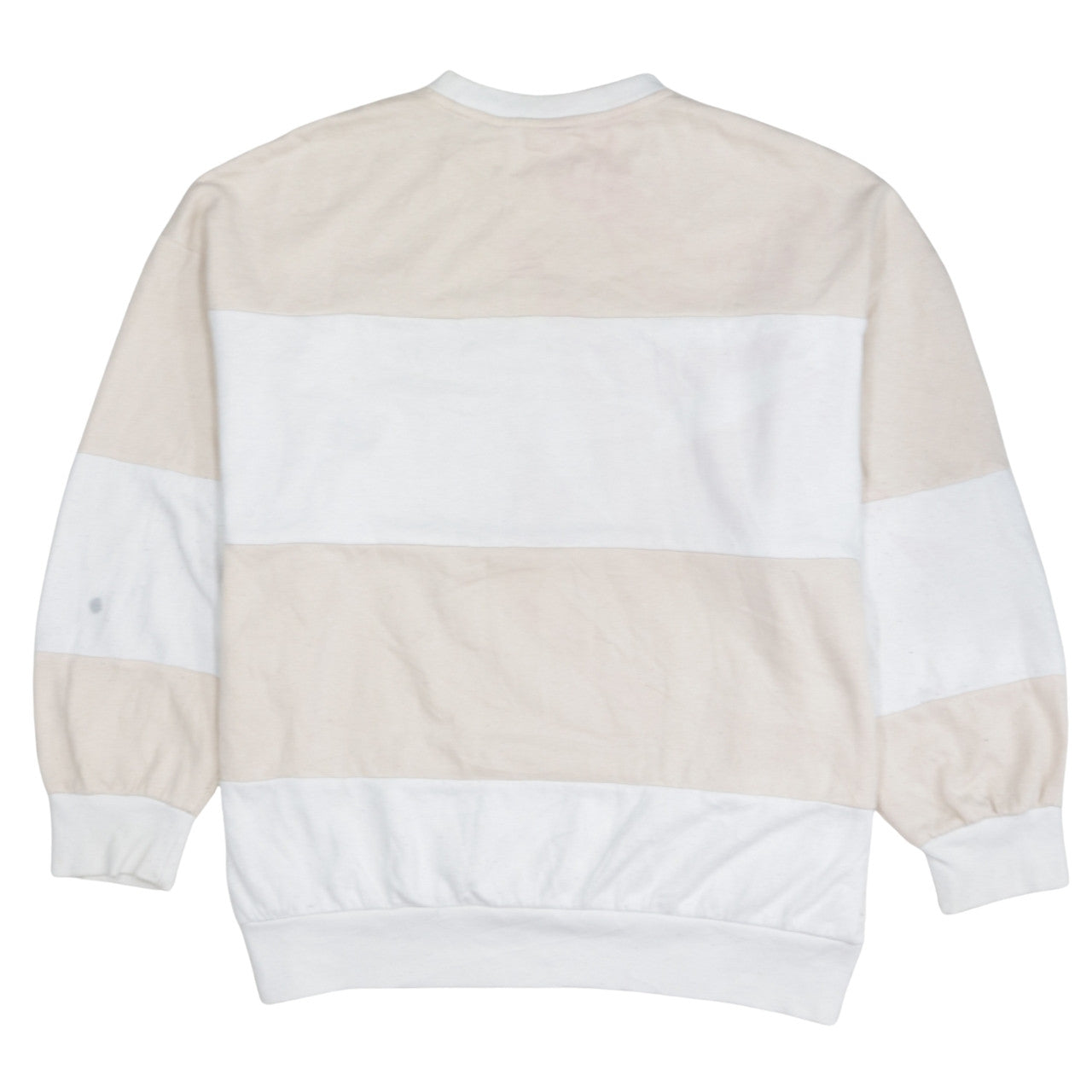 Adidas Women Beige White Crew Neck Pullover Sweatshirt Size L Cotton Blend
