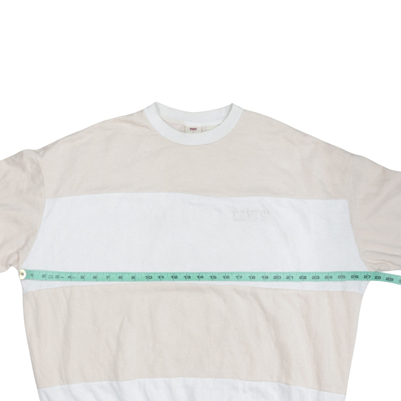 Adidas Women Beige White Crew Neck Pullover Sweatshirt Size L Cotton Blend