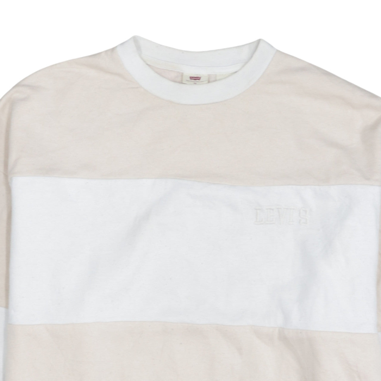 Adidas Women Beige White Crew Neck Pullover Sweatshirt Size L Cotton Blend