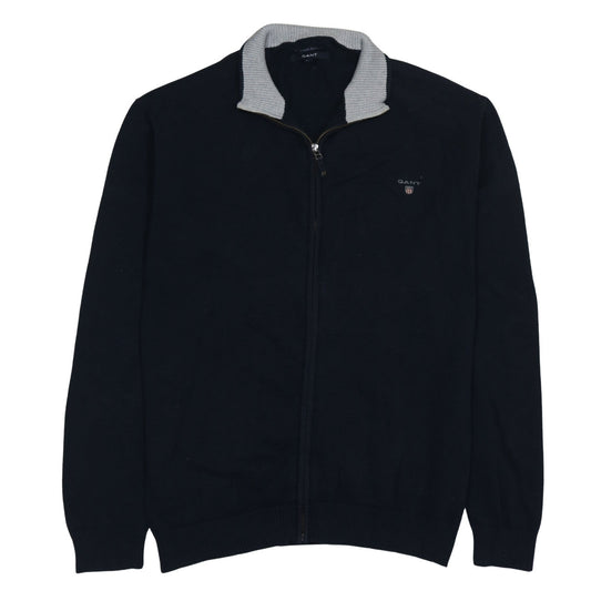 Gant Men's Blue 2XL Full Zip Cotton Knit Jumper