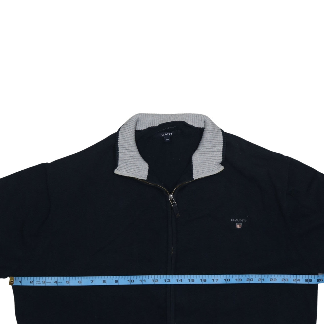 Gant Men's Blue 2XL Full Zip Cotton Knit Jumper