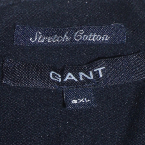 Gant Men's Blue 2XL Full Zip Cotton Knit Jumper