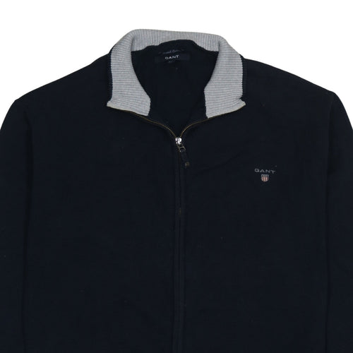 Gant Men's Blue 2XL Full Zip Cotton Knit Jumper