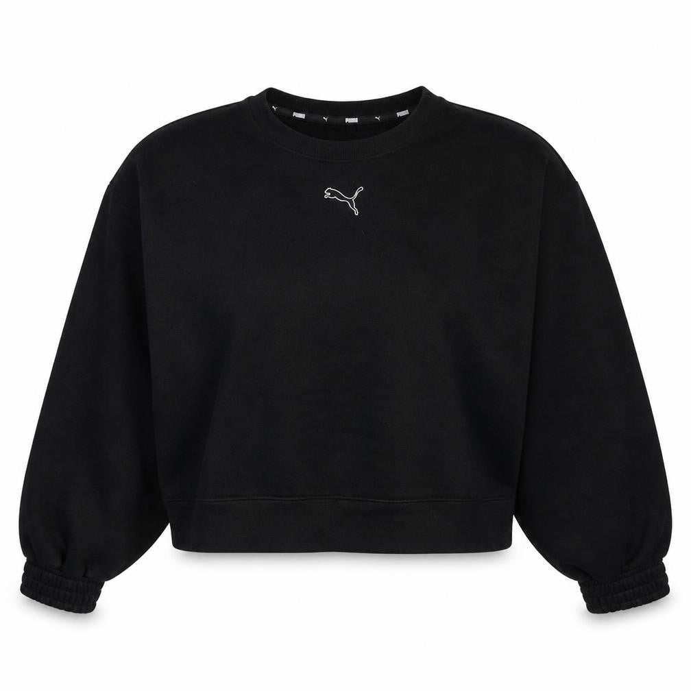 Front view of Puma women’s black crew neck pullover sweatshirt xl