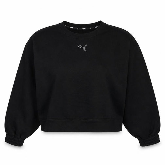 Front view of Puma women’s black crew neck pullover sweatshirt xl