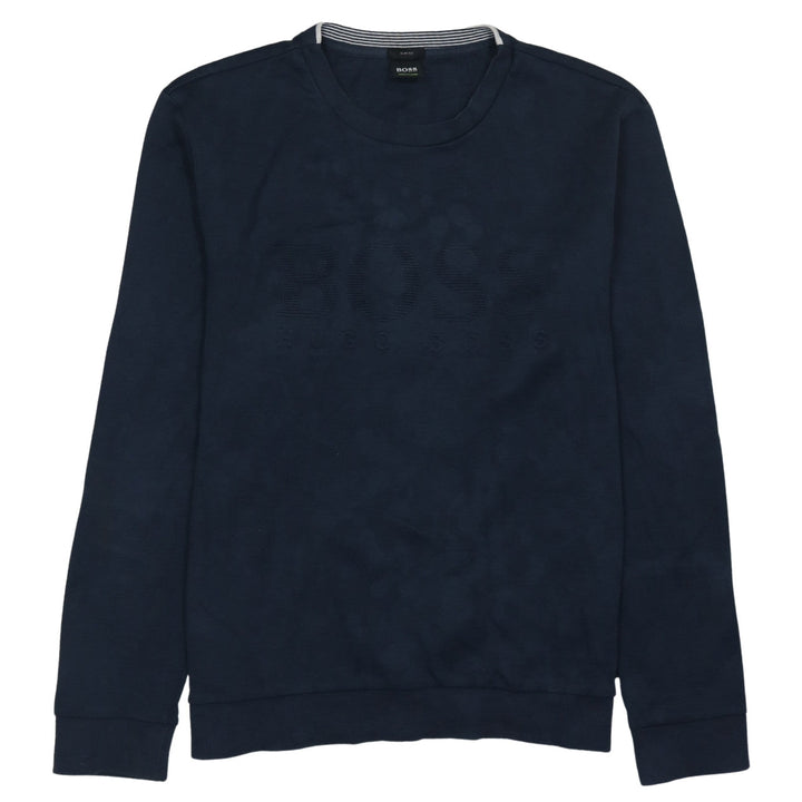 Hugo Boss Men's Blue Slim Fit Crew Neck Logo Sweatshirt XL