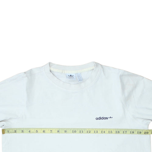 Adidas Womens White Crew Neck Long Sleeve Pullover Sweatshirt UK 12
