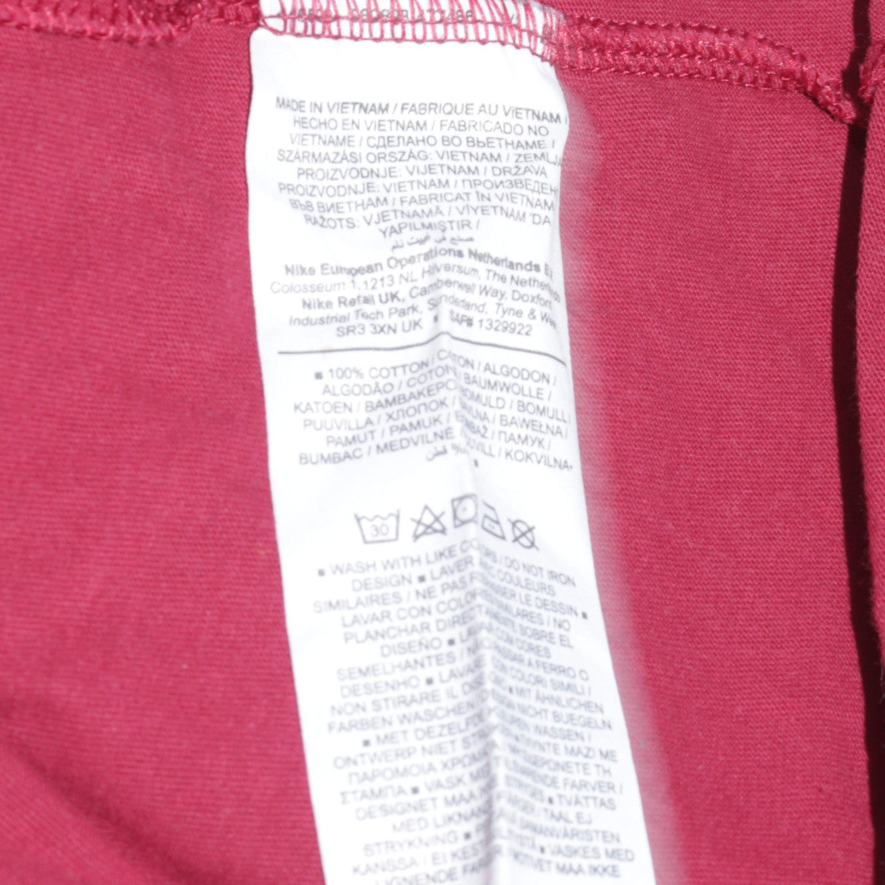 Nike Men's Red Crew Neck Cotton T-Shirt Medium