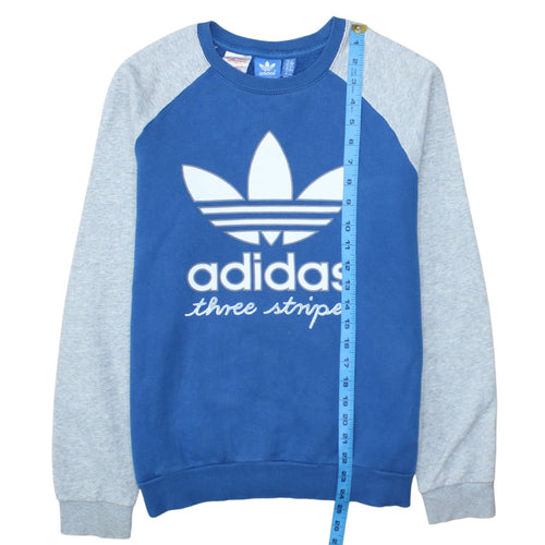 Adidas Boys Blue Crew Neck Pullover Sweatshirt Size 14 Years