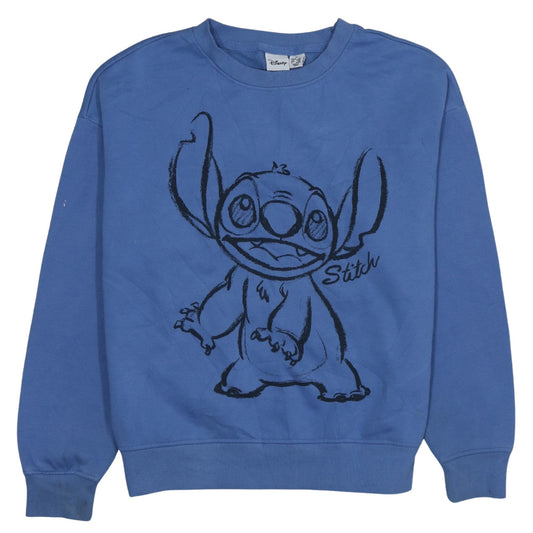 Disney Primark Women Blue Stitch Sweatshirt XS Crew Neck Pullover