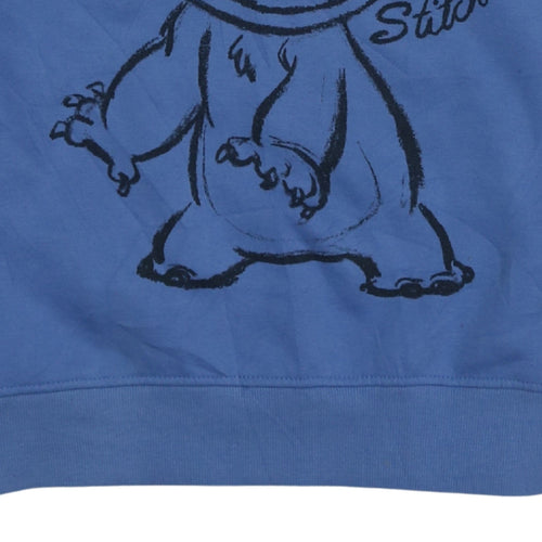 Disney Primark Women Blue Stitch Sweatshirt XS Crew Neck Pullover