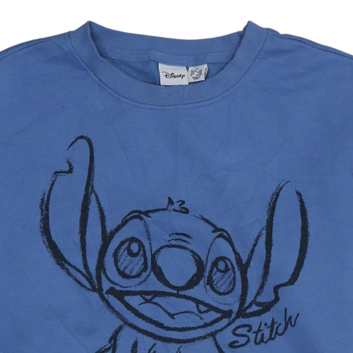 Disney Primark Women Blue Stitch Sweatshirt XS Crew Neck Pullover