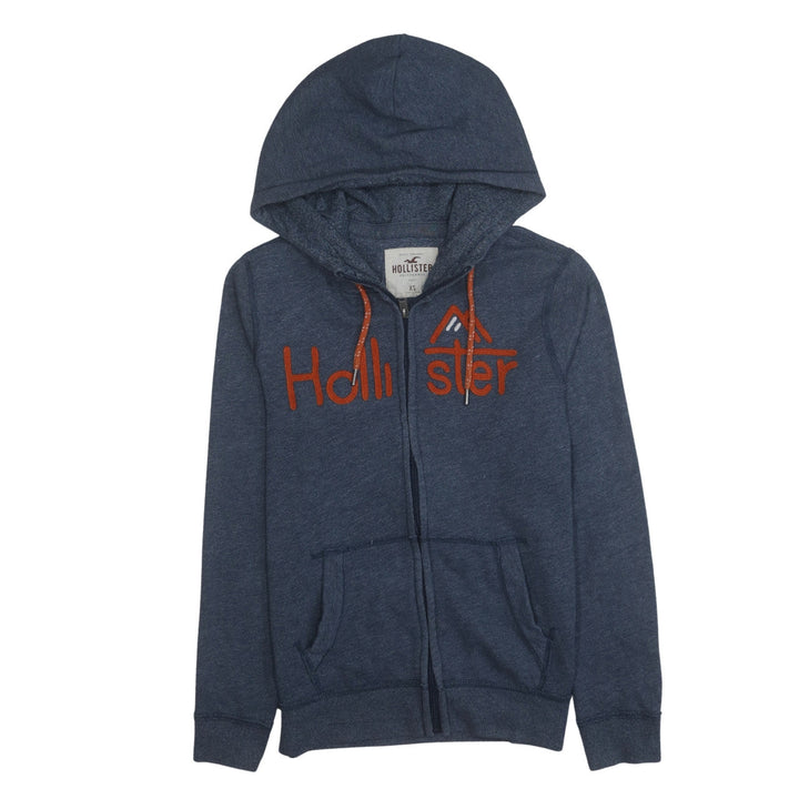 Hollister Men’s Blue Full Zip Hoodie XS Regular Fit Logo Print