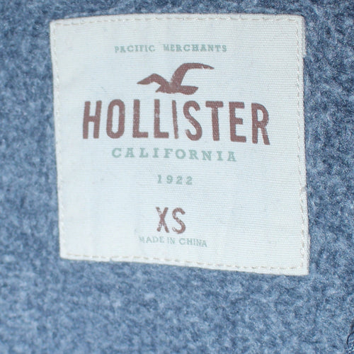 Hollister Men’s Blue Full Zip Hoodie XS Regular Fit Logo Print