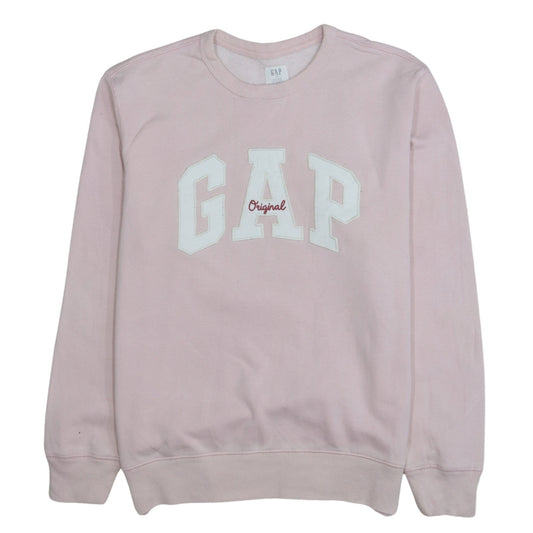 GAP Women Pink Logo Pullover Sweatshirt Size S Cotton Blend