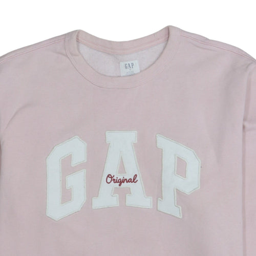 GAP Women Pink Logo Pullover Sweatshirt Size S Cotton Blend