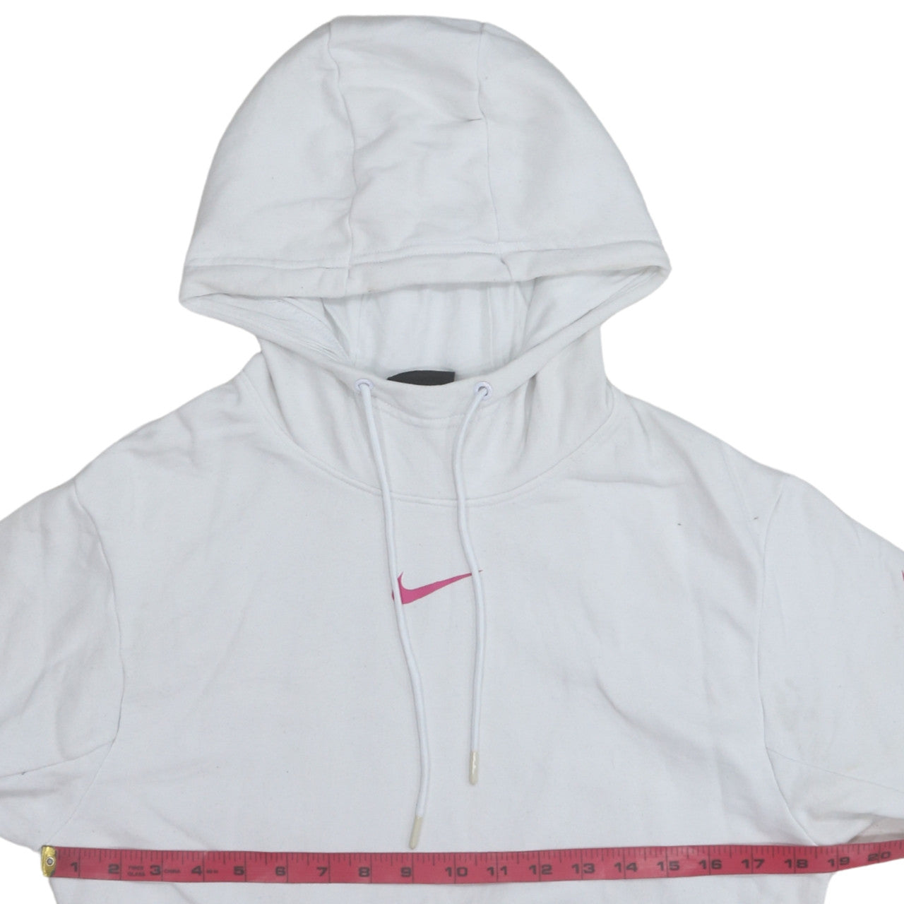 Nike Women's White Hoodie Small Pink Logo Pullover Sweatshirt