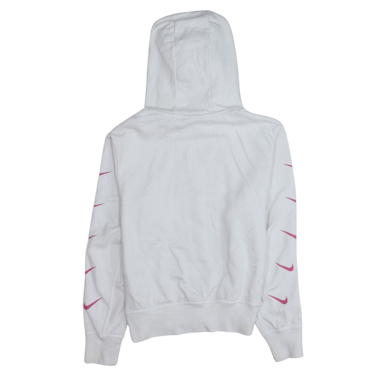 Nike Women's White Hoodie Small Pink Logo Pullover Sweatshirt