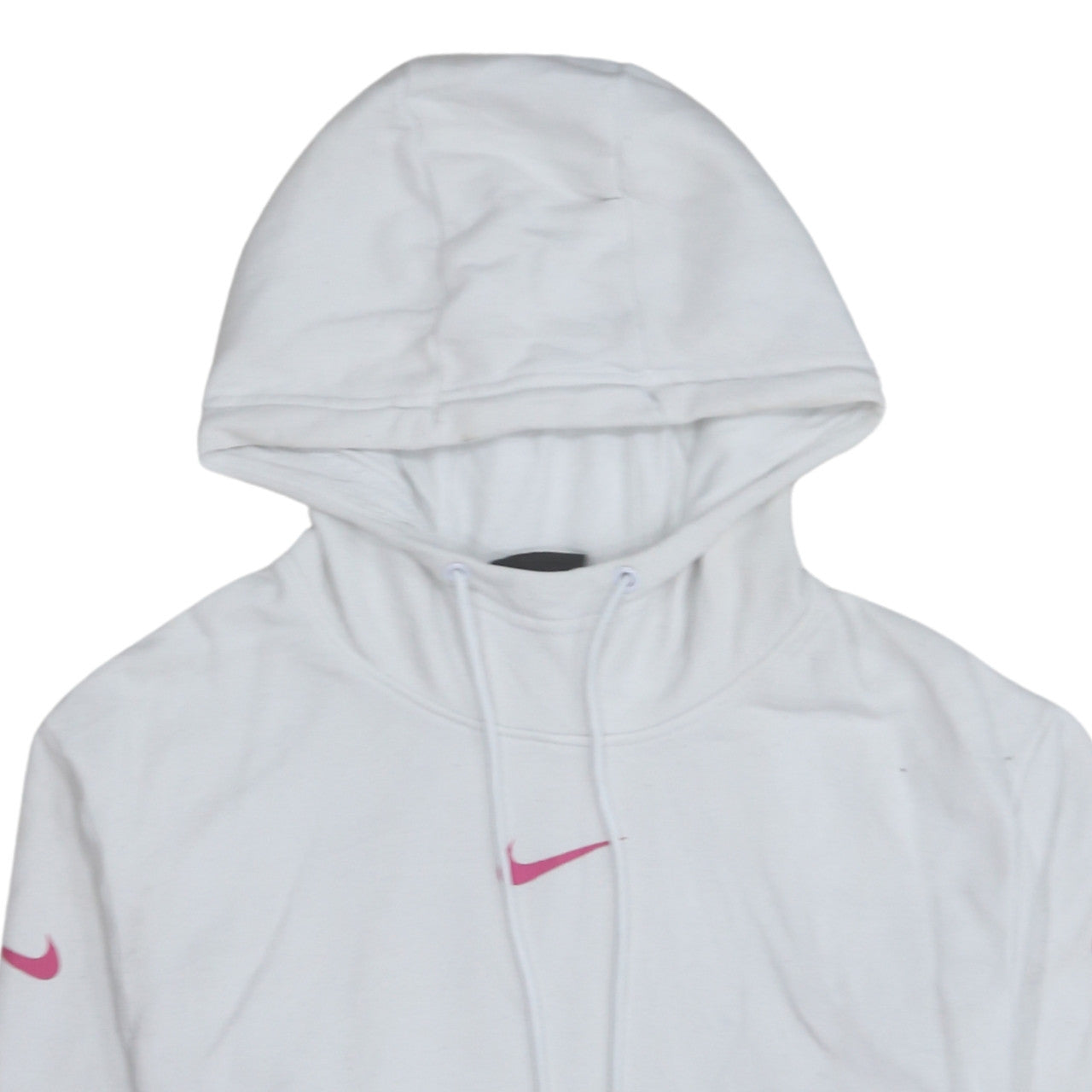 Nike Women's White Hoodie Small Pink Logo Pullover Sweatshirt