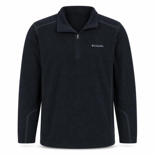 Front view of Columbia Men's Black Fleece 1/4 Zip Pullover Sweatshirt L