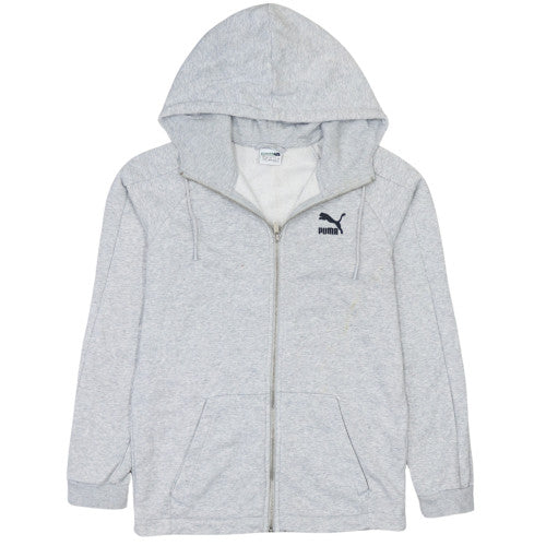 Puma Mens Grey Full Zip Hoodie XS Regular Fit Logo Fleece