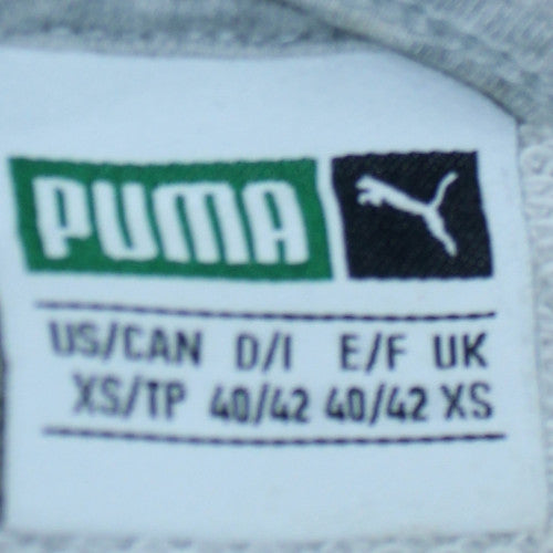 Puma Mens Grey Full Zip Hoodie XS Regular Fit Logo Fleece