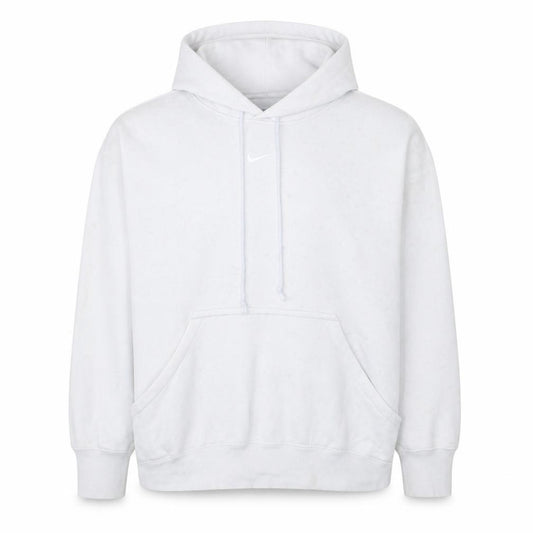 Front view of Nike Men's White Pullover Hoodie Long Sleeve Fleece, size L