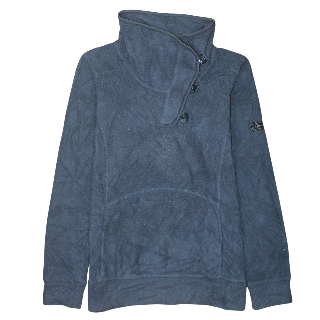Berghaus Women Blue Button Neck Fleece Pullover UK 10 Polyester Warm Top