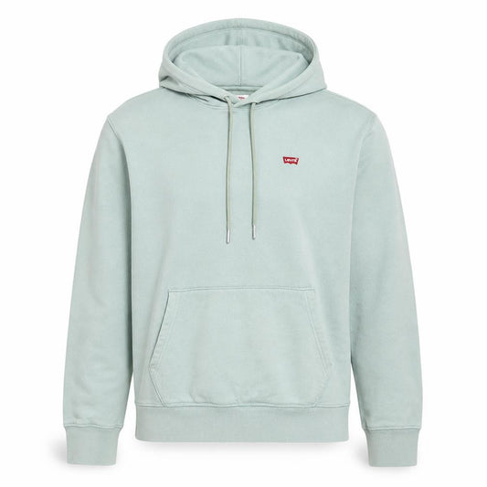 Front view of Levi's Men's Green Pullover Hoodie Small Regular Fit Fleece Sweatshirt