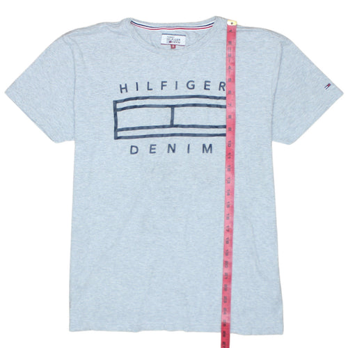 Tommy Hilfiger Mens Grey Graphic Logo Crew Neck Cotton T-Shirt Size S