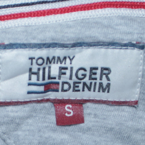 Tommy Hilfiger Mens Grey Graphic Logo Crew Neck Cotton T-Shirt Size S