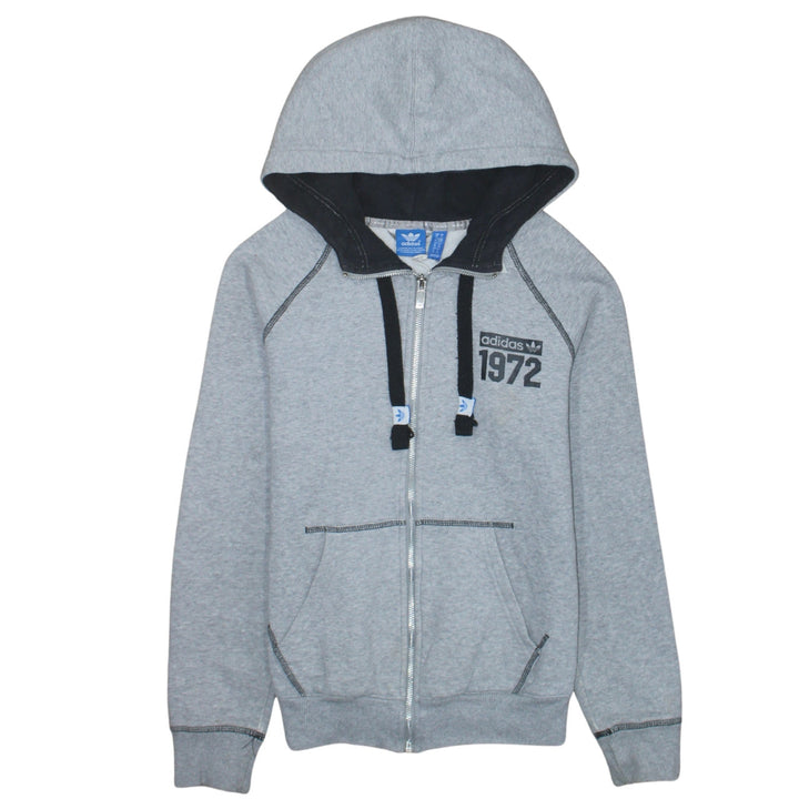 Adidas Women Grey Full Zip Hoodie Size 8 Classic Logo 1972 Design
