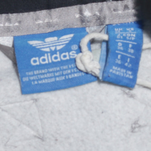 Adidas Women Grey Full Zip Hoodie Size 8 Classic Logo 1972 Design