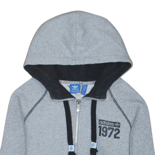 Adidas Women Grey Full Zip Hoodie Size 8 Classic Logo 1972 Design