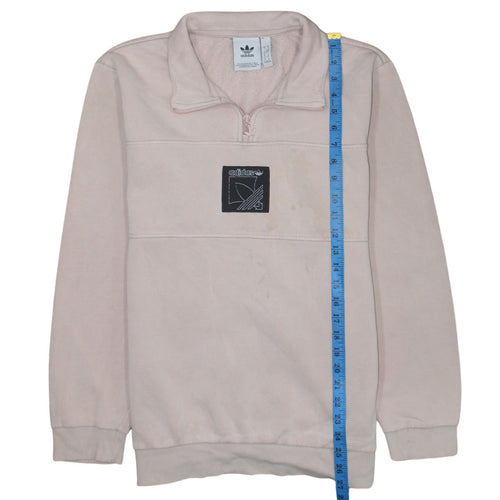 adidas Men Pink 1/4 Zip Fleece Sweatshirt Medium Regular Fit