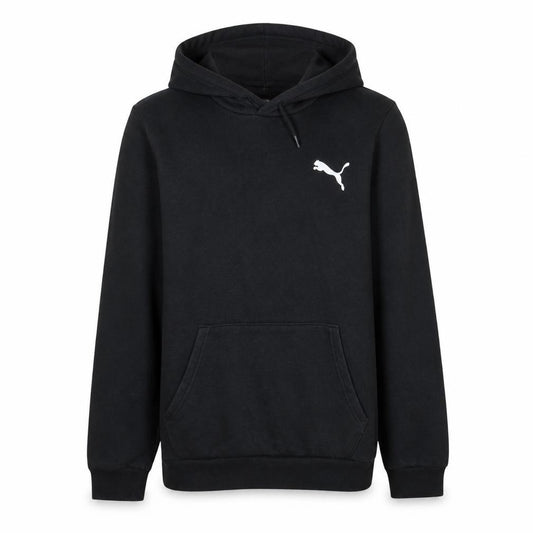 Front view of Puma Men Black Pullover Hoodie Medium Regular Fit Sportswear