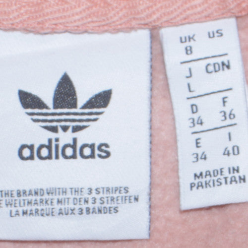 Adidas Womens Beige Pullover Hoodie UK 8 Cotton Fleece Casual