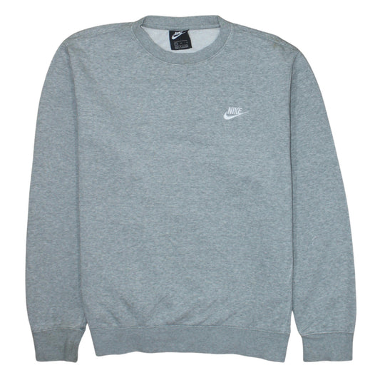 Nike Men's Grey Crew Neck Sweatshirt L Cotton Blend Logo Pullover