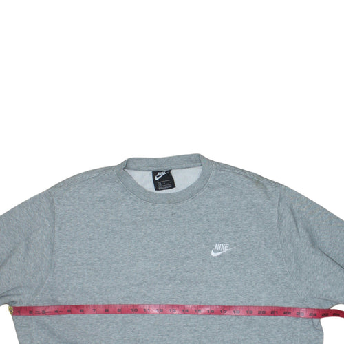 Nike Men's Grey Crew Neck Sweatshirt L Cotton Blend Logo Pullover