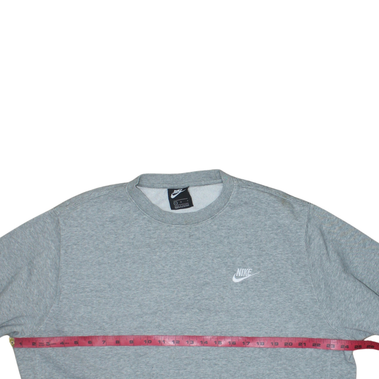 Nike Men's Grey Crew Neck Sweatshirt L Cotton Blend Logo Pullover