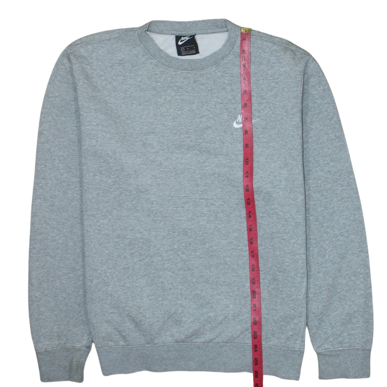 Nike Men's Grey Crew Neck Sweatshirt L Cotton Blend Logo Pullover