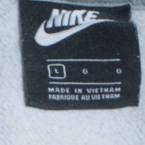 Nike Men's Grey Crew Neck Sweatshirt L Cotton Blend Logo Pullover