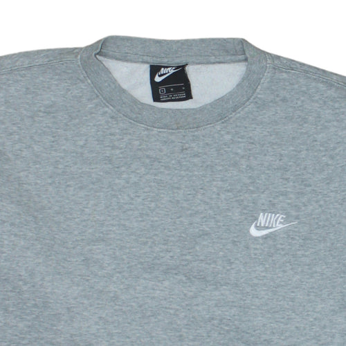 Nike Men's Grey Crew Neck Sweatshirt L Cotton Blend Logo Pullover