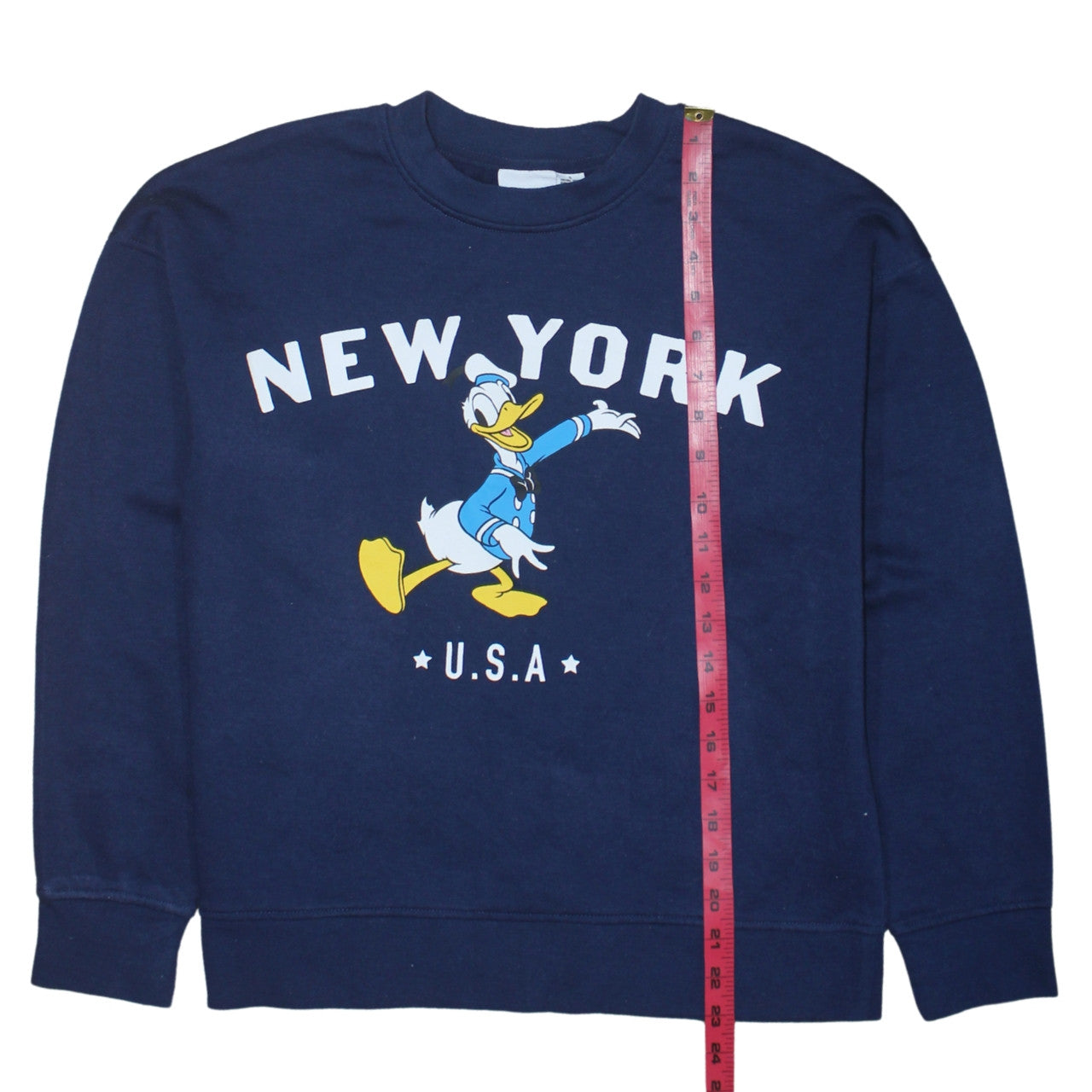 Disney Womens Navy Blue Donald Duck New York Printed Sweatshirt Size S