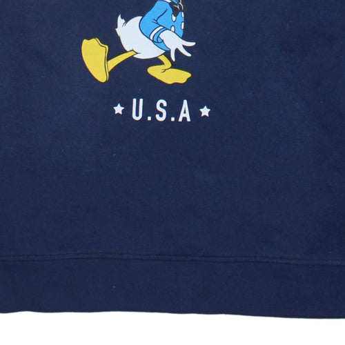 Disney Womens Navy Blue Donald Duck New York Printed Sweatshirt Size S