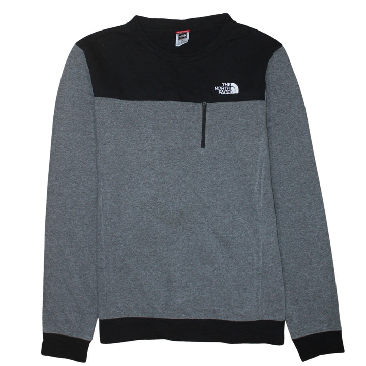 The North Face Men's Grey Black 1/4 Zip Fleece Sweatshirt Size S