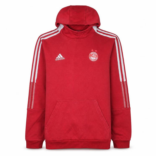 Front view of Adidas Men’s Red Aberdeen FC Pullover Hoodie Medium Fleece Sportswear