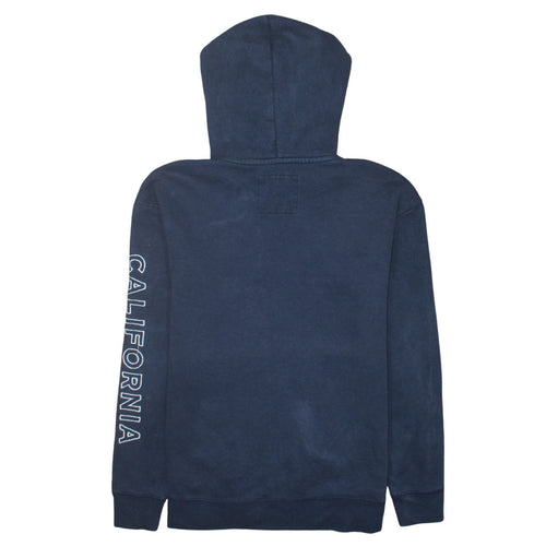 Hollister Men’s Blue Pullover Hoodie Medium Logo Print Fleece