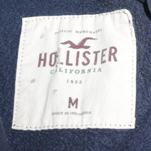 Hollister Men’s Blue Pullover Hoodie Medium Logo Print Fleece
