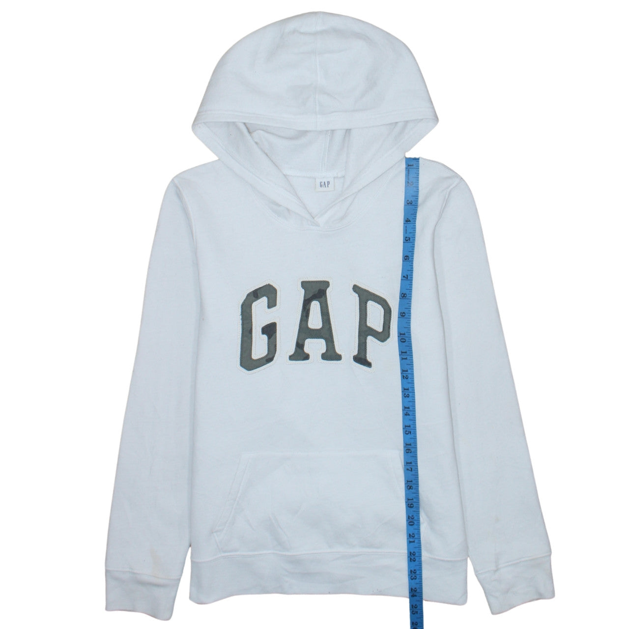 GAP Women White Pullover Hoodie M Cotton Blend Logo